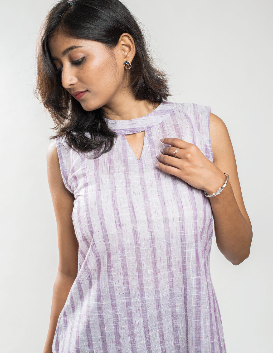 Violet stripe Cotton Long Kurta