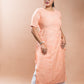 Orange Cotton Brushed Regular Kurta