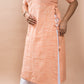 Orange Cotton Brushed Regular Kurta