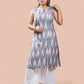 Grey Cotton Ikkat Regular Kurta