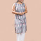 Grey Cotton Ikkat Regular Kurta