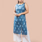 Blue Cotton Ikkat Regular Kurta