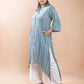 Blue Stripe Cotton Kantha Long Kurta