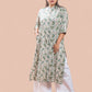 Beige Printed Cotton Kantha Long Kurta