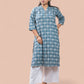 Blue Cotton Kantha Long Kurta