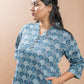 Blue Cotton Kantha Long Kurta