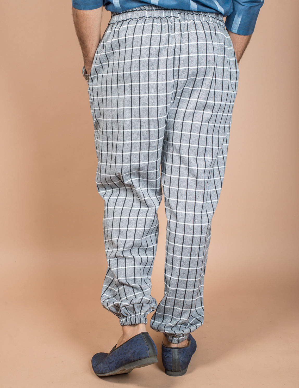 Grey Checked Cotton Harem Pant