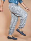 Grey Checked Cotton Harem Pant