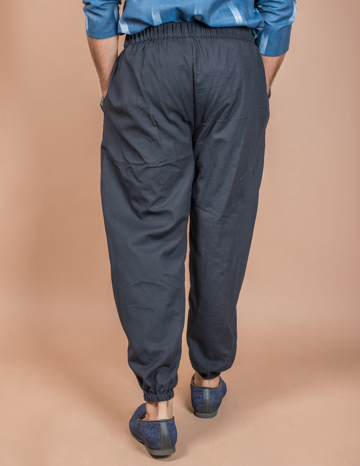 Black Cotton Plain Harem Pant