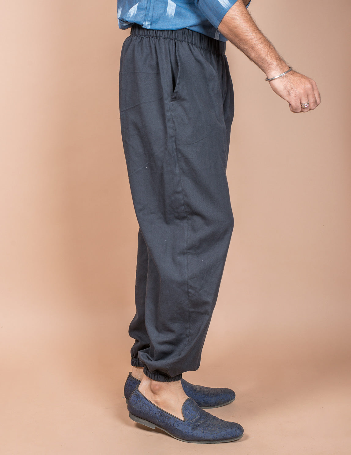 Black Cotton Plain Harem Pant