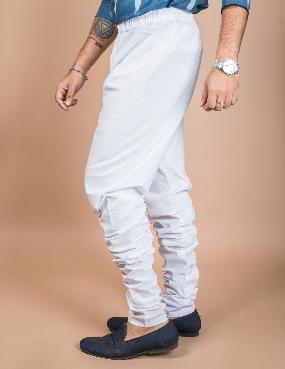 White Cotton Churidar Pyjama