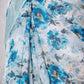 White & Blue Floral Linen Digital Print Saree