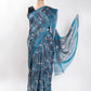 Blue Floral Linen Digital Print Saree