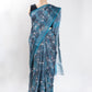 Blue Floral Linen Digital Print Saree