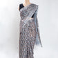 Grey Geometric Design Linen Digital Print Saree