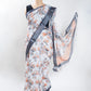 White Floral Linen Digital Print Saree