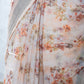 White Floral Linen Digital Print Saree