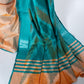 Peach & Green Ikkat Linen Handloom Saree