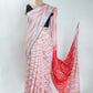 White & Red Ikkat Linen Handloom Saree