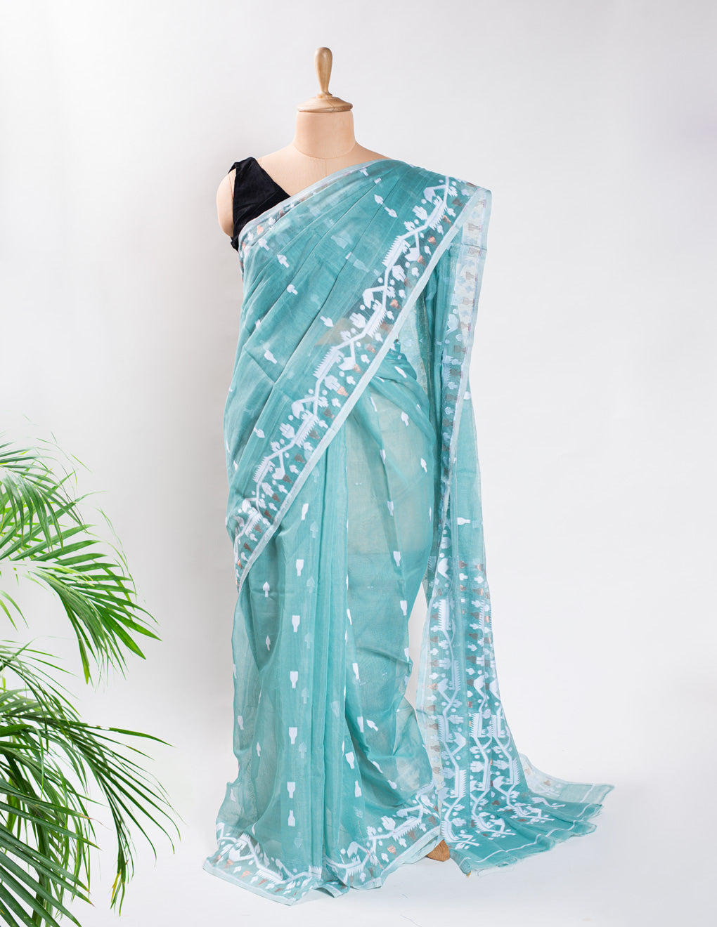 Mint Cotton Soft Jamdani Handloom Saree