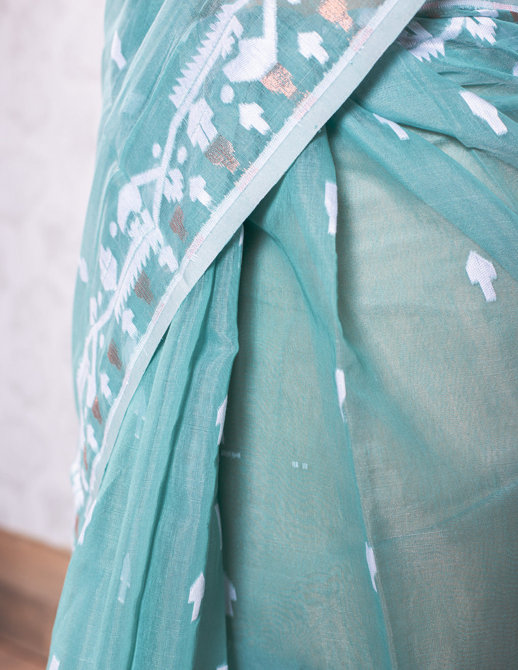 Mint Cotton Soft Jamdani Handloom Saree