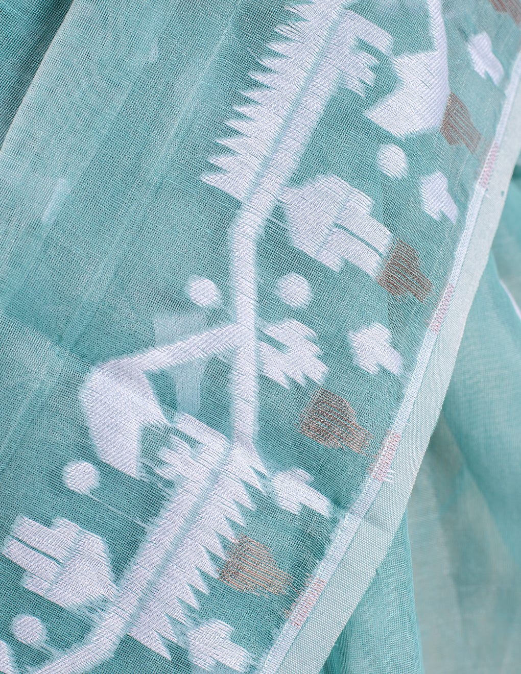 Mint Cotton Soft Jamdani Handloom Saree