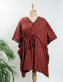 Maroon Pure Cotton Ajrakh Kaftan