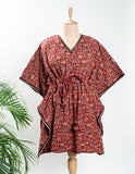 Maroon Pure Cotton Ajrakh Kaftan