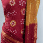 Red Cotton Hand Bandhani Unstitched Suit