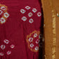 Red Cotton Hand Bandhani Unstitched Suit