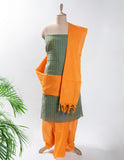 Green Woven Cotton Handloom Unstitched Suit