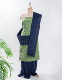 Green Woven Cotton Handloom Unstitched Suit