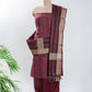 Maroon Cotton Jacquard Unstitched Suit