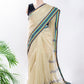 Beige Plain Cotton Handloom Saree