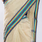 Beige Plain Cotton Handloom Saree