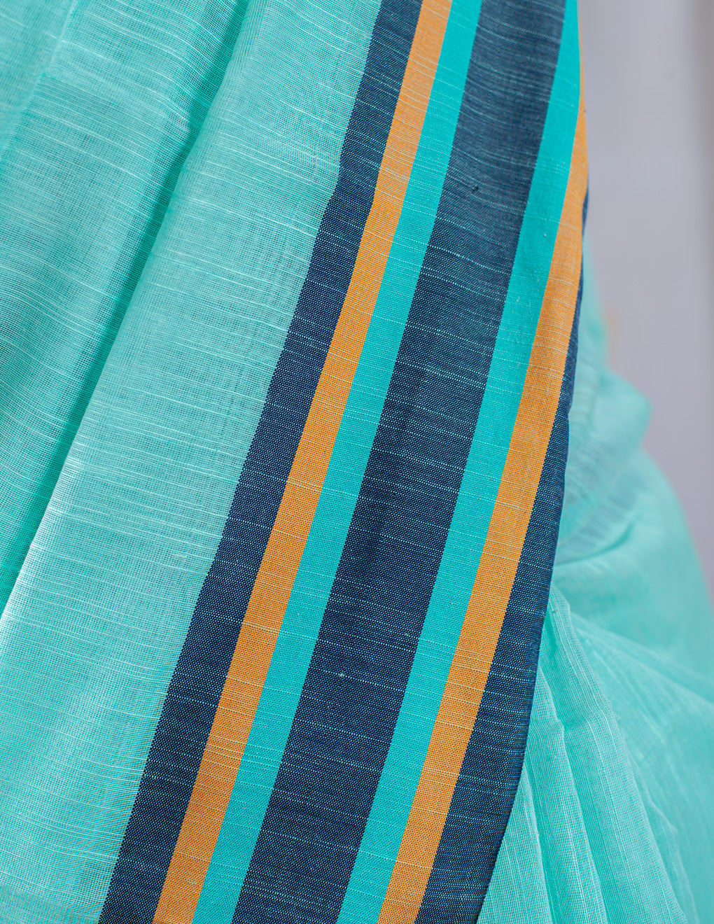 Blue Plain Cotton Handloom Saree