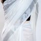 White Plain Linen Handloom Saree