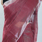 Maroon Plain Linen Handloom Saree