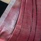 Maroon Plain Linen Handloom Saree