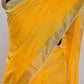 Yellow Plain Linen Handloom Saree