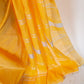 Yellow Plain Linen Handloom Saree