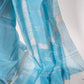 Sky Blue Plain Linen Handloom Saree