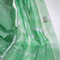 Green Plain Linen Handloom Saree