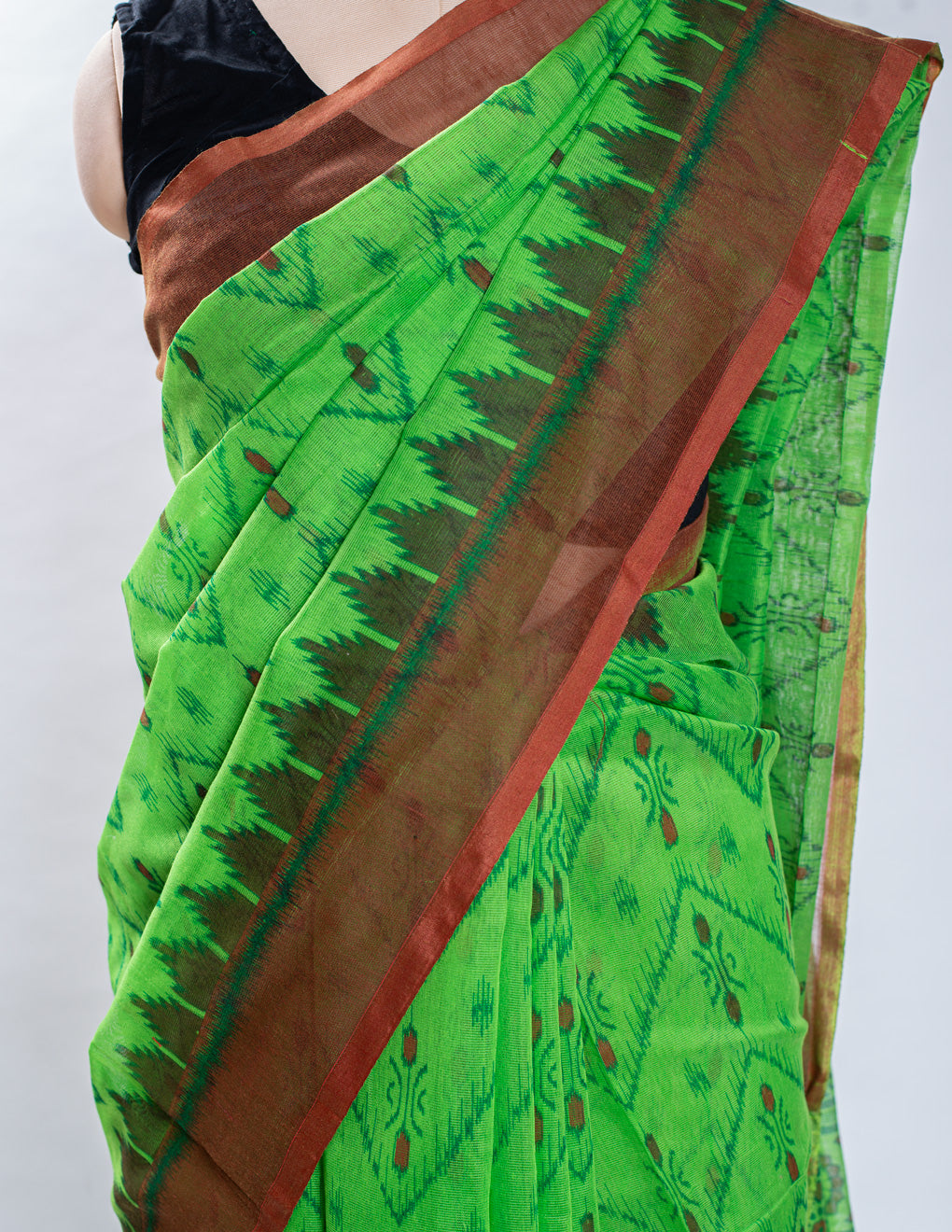 Green Cotton Slub Handloom Saree