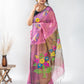 Magenta Handloom Muslin Tissue Jamdani Saree