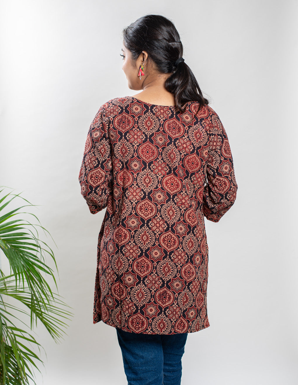 Maroon & Black Pure Cotton Ajrakh Kurti