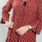 Maroon Pure Cotton Ajrakh Top