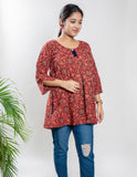 Maroon Pure Cotton Ajrakh Top