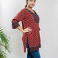 Maroon Pure Cotton Ajrakh Kurti