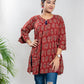 Maroon Pure Cotton Ajrakh  Top